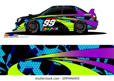 Rally car vector Livery. abstract lines for vehicle wrap designs