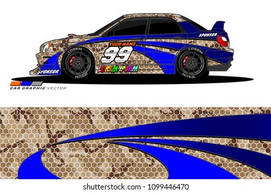 Rally car vector Livery. abstract lines for vehicle wrap designs