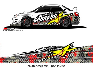 Rally car vector Livery. abstract lines for vehicle wrap designs