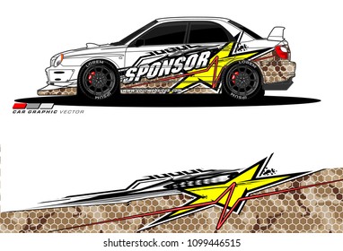 Rally car vector Livery. abstract lines for vehicle wrap designs