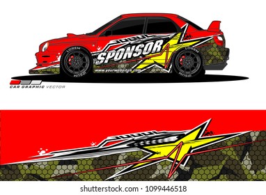 Rally car vector Livery. abstract lines for vehicle wrap designs