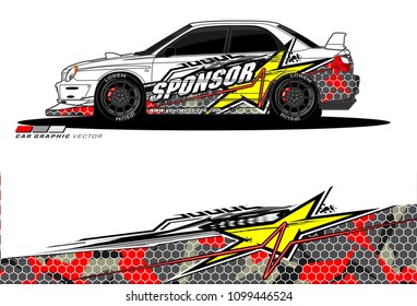 Rally car vector Livery. abstract lines for vehicle wrap designs
