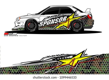 Rally car vector Livery. abstract lines for vehicle wrap designs