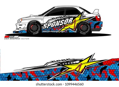 Rally car vector Livery. abstract lines for vehicle wrap designs