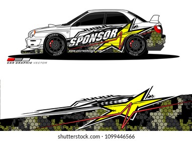 Rally car vector Livery. abstract lines for vehicle wrap designs