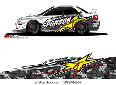 Rally car vector Livery. abstract lines for vehicle wrap designs