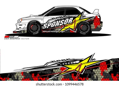 Rally car vector Livery. abstract lines for vehicle wrap designs