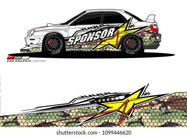 Rally car vector Livery. abstract lines for vehicle wrap designs