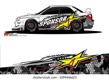 Rally car vector Livery. abstract lines for vehicle wrap designs