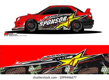 Rally car vector Livery. abstract lines for vehicle wrap designs