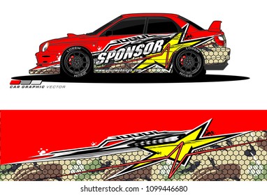 Rally car vector Livery. abstract lines for vehicle wrap designs