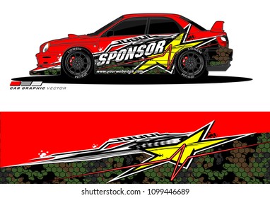 Rally car vector Livery. abstract lines for vehicle wrap designs