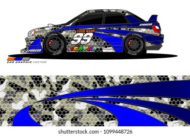 Rally car vector Livery. abstract lines for vehicle wrap designs