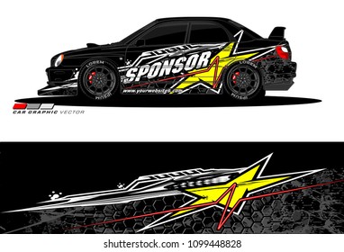 Rally car vector Livery. abstract lines for vehicle wrap designs