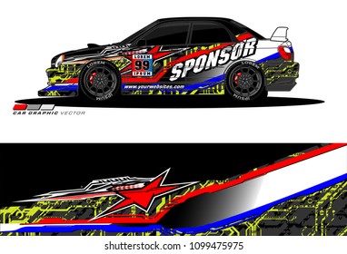 Rally car vector Livery. abstract lines for vehicle wrap designs
