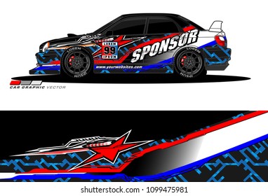 Rally car vector Livery. abstract lines for vehicle wrap designs
