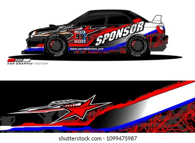 Rally car vector Livery. abstract lines for vehicle wrap designs