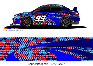 Rally car vector Livery. abstract lines for vehicle wrap designs