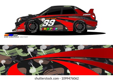 Rally car vector Livery. abstract lines for vehicle wrap designs