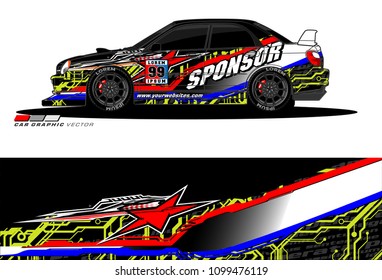 Rally car vector Livery. abstract lines for vehicle wrap designs