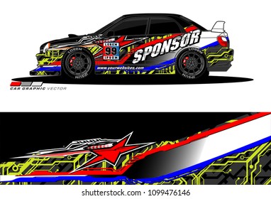 Rally car vector Livery. abstract lines for vehicle wrap designs