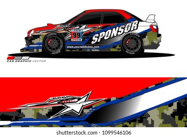 Rally car vector Livery. abstract lines for vehicle wrap designs