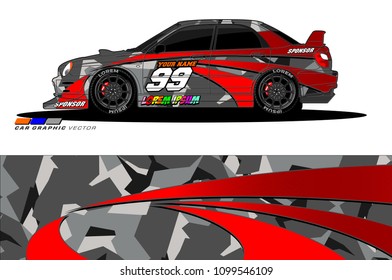 Rally car vector Livery. abstract lines for vehicle wrap designs