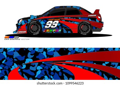 Rally car vector Livery. abstract lines for vehicle wrap designs