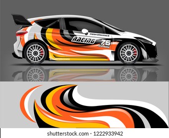 Rally car wrap. abstract strip for Racing hatchback car wrap, sticker, and decal. vector eps 10 format.