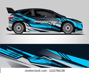 Rally Car Wrap design. Graphic abstract stripe racing background designs for vehicle, race, rally, adventure and car racing livery.