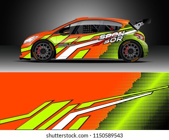 Rally car wrap design vector, truck and cargo van decal. Graphic abstract stripe racing background designs for vehicle, race, adventure and car racing livery.
