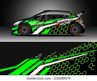 Rally car wrap design vector, truck and cargo van decal. Graphic abstract stripe racing background designs for vehicle, race, adventure and car racing livery.