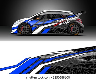 Rally car wrap design vector, truck and cargo van decal. Graphic abstract stripe racing background designs for vehicle, race, adventure and car racing livery.