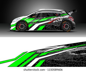 Rally car wrap design vector, truck and cargo van decal. Graphic abstract stripe racing background designs for vehicle, race, adventure and car racing livery.