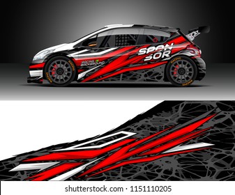 Rally car wrap design vector, truck and cargo van decal. Graphic abstract stripe racing background designs for vehicle, race, adventure and car racing livery.