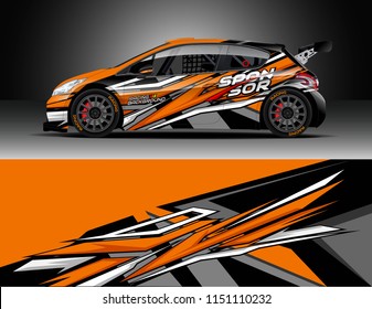 Rally car wrap design vector, truck and cargo van decal. Graphic abstract stripe racing background designs for vehicle, race, adventure and car racing livery.