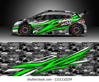 Rally car wrap design vector, truck and cargo van decal. Graphic abstract stripe racing background designs for vehicle, race, adventure and car racing livery.