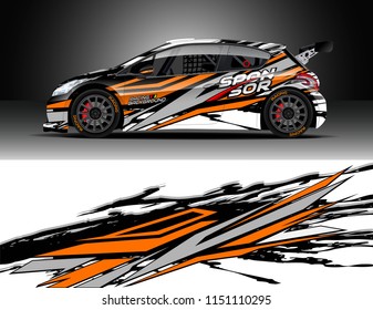 Rally car wrap design vector, truck and cargo van decal. Graphic abstract stripe racing background designs for vehicle, race, adventure and car racing livery.