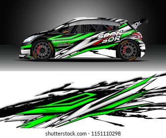 Rally car wrap design vector, truck and cargo van decal. Graphic abstract stripe racing background designs for vehicle, race, adventure and car racing livery.