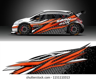 Rally car wrap design vector, truck and cargo van decal. Graphic abstract stripe racing background designs for vehicle, race, adventure and car racing livery.