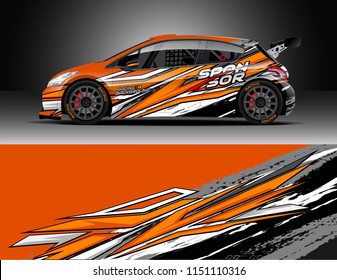 Rally car wrap design vector, truck and cargo van decal. Graphic abstract stripe racing background designs for vehicle, race, adventure and car racing livery.