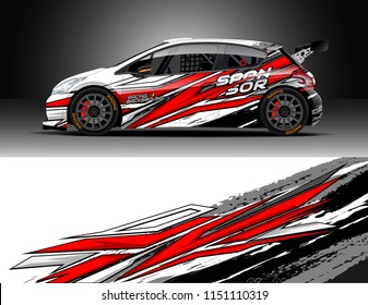 Rally car wrap design vector, truck and cargo van decal. Graphic abstract stripe racing background designs for vehicle, race, adventure and car racing livery.