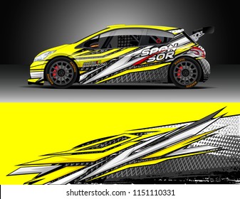 Rally car wrap design vector, truck and cargo van decal. Graphic abstract stripe racing background designs for vehicle, race, adventure and car racing livery.