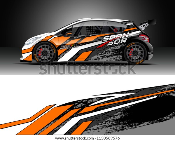 Rally car wrap design vector, truck\
and cargo van decal. Graphic abstract stripe racing background\
designs for vehicle, race, adventure and car racing\
livery.
