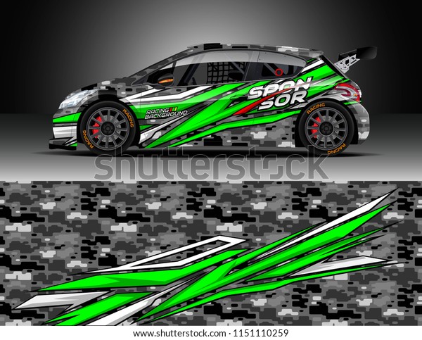 Rally car wrap design vector, truck\
and cargo van decal. Graphic abstract stripe racing background\
designs for vehicle, race, adventure and car racing\
livery.
