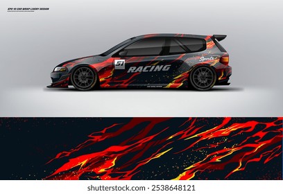 Rally Car Wrap livery design vector file with printable file below
