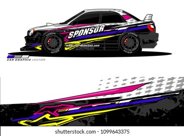 Rally car wrap vector design. abstract livery for vehicle vinyl branding
