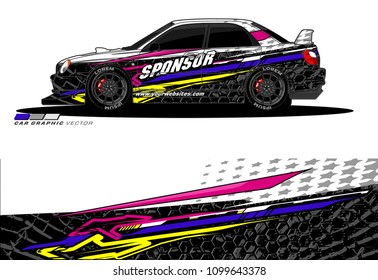 Rally car wrap vector design. abstract livery for vehicle vinyl branding