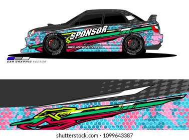 Rally car wrap vector design. abstract livery for vehicle vinyl branding