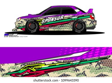 Rally car wrap vector design. abstract livery for vehicle vinyl branding